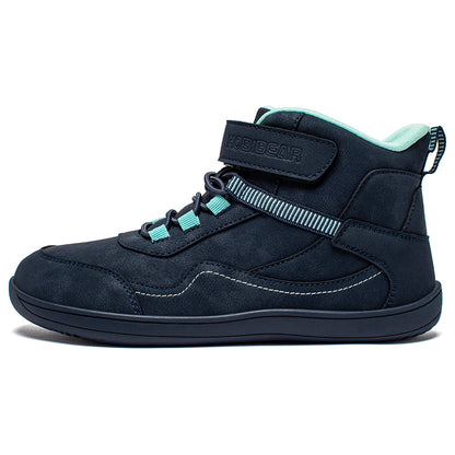 HOBIBEAR Kids Mid-Barefoot Shoes Big/Kid Wide Toe Box Zero Drop Artificial Leather Hook-Loop Outdoor Boots