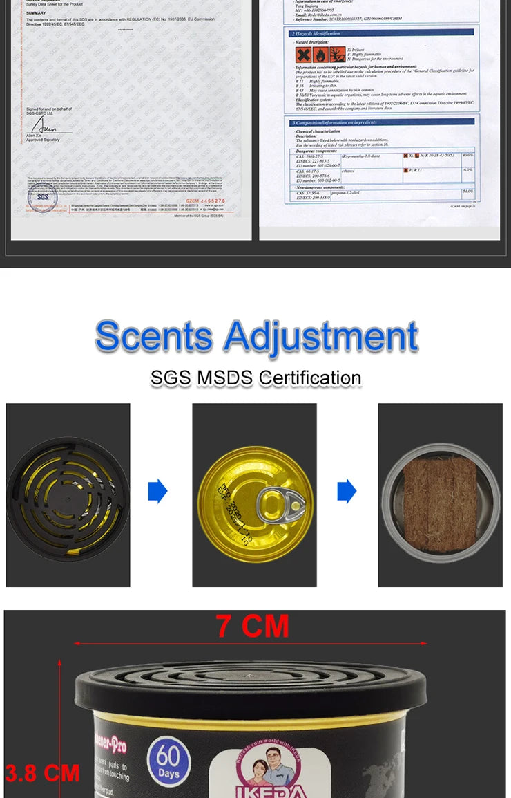 Car Air Freshener: 12 Kinds Scent | Organic Cans | Odor Eliminator Essential | Long-Lasting | Strong Fragrance | For Home