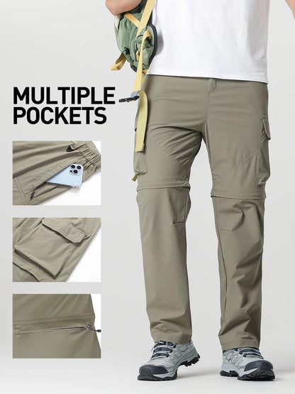 Men's Cargo Hiking Convertible Pants, Waterproof, Quick Dry, Lightweight, Removable Zipper, Perfect for Outdoor Adventures, Fishing and Camping, All-Season Versatile Hiking Gear.