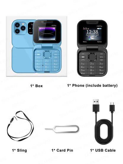 SERVO 2025 New Mini Flip Mobile Phone FM Radio Magic Voice Blacklist Speed Dial Vibration 2SIM Card Small Display Foldable Phone