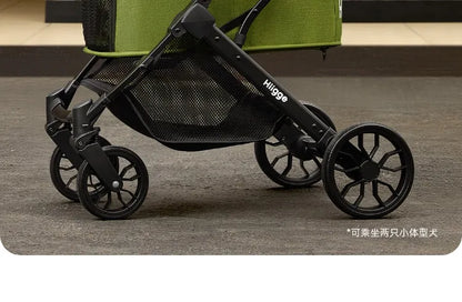 Foldable Pet Stroller Smooth Shockproof Stable Breathable Washable Outdoor Travel Cart for Dogs Cats