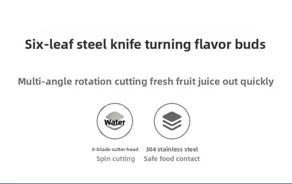 Portable Fruit Juicer Blenders Outdoor Personal Electric Mini Bottle Home USB Charge 6 Blades Double Cup Juicer Machine