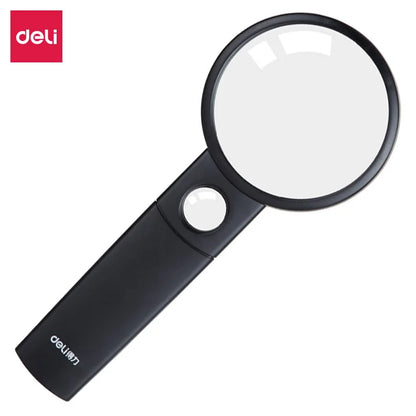 Deli High-Definition Handheld Magnifying Glass Portable Elderly Reading Aid with Dual Mirror for Identification