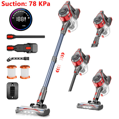 Honki 78KPA Cordless Vacuum Cleaner with LED High Power Strong Suction Wet and Dry Handheld Vacuum Cleaner for Pet Hair Carpet