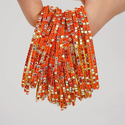 5pcs Fashion Colorful Acrylic Crystal Rhinestone Elastic Bracelet For Women Stretch Wristband Wedding Bracelets Daily Jewelry
