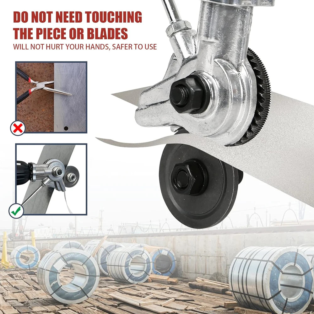 Electric Drill Plate Cutter Attachment Double Headed Free Cutting Tools Iron Metal Sheet Cutter Plate Punch Scissors