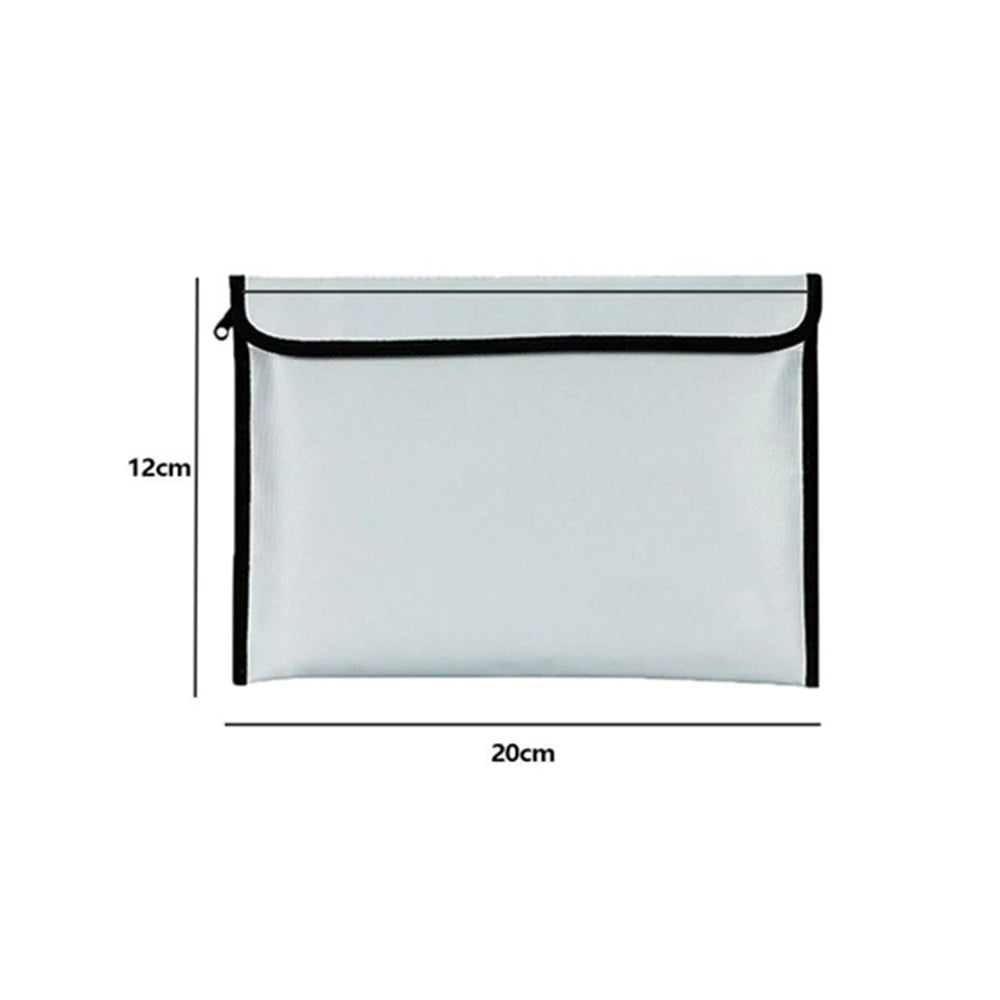 Bisofice Fireproof Document Bag Zipper Closure Cash Safe Storage Waterproof Pouch with Sticky Strip for Certificates Money Cards