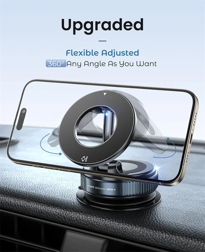 Car Phone Magnetic Stand Mechanical Vacuum Suction Cup Rotate 360° Magnetic Adsorption Bracket Navigation Universal Holder