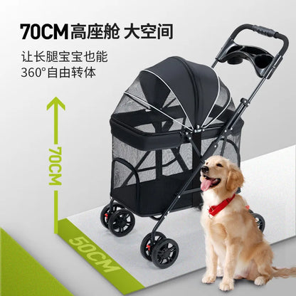 Medium and Large Dog Multi-functional Pet Cart Outdoor Travel Large Walking Dog Cart Portable and Foldable