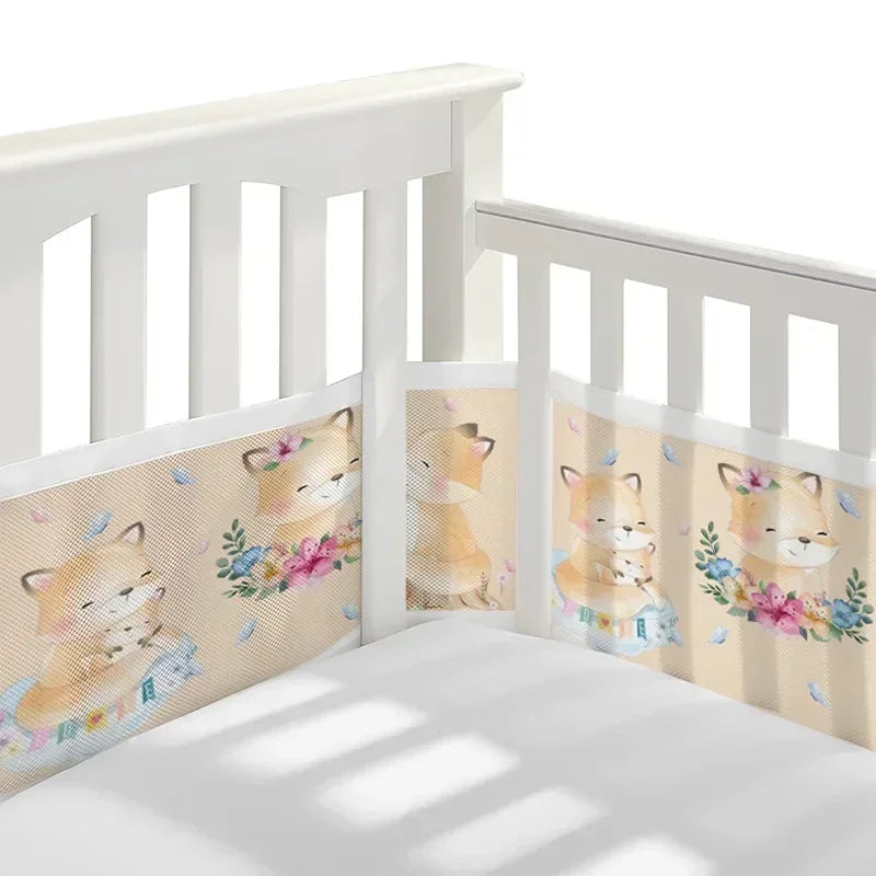 Breathable Mesh Bed Liner 4 Panel Baby Cot Fence Cotton Railing Thicken Bumper One-piece Crib Around Protector Baby Room Decor