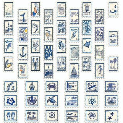 10/50PCS Marine Stamp Design Graffiti Stickers Decoration Fashion DIY Toys for Bottle Scrapbook Travel Bag Aesthetic Decals