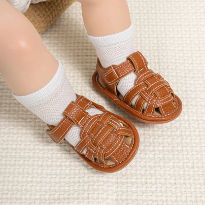 Summer Retro Unisex Baby Beach Sandals Wrap Toe Breathable Anti-slip Wear-resistance Braided Sandals Baby Toddler Shoes