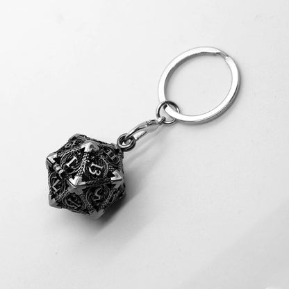 D20 Metal Hollow Box+7pcs Metal Dice Set, Portable Board Game Dice Mini Kit