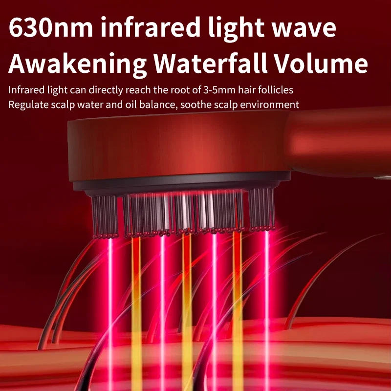 Electric Head Massage Comb Vibration Red Light Therapy Hair Growth Massage Scalp Brush Anti Hair Loss Liquid Oil Applicator