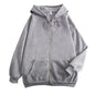 High Street Hoodie Men Solid Color Zip Up Long Sleeve Loose Jacket Coats Casual Hooded Sweatshirt Y2K Fashion Outdoor Clothes