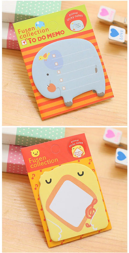 10Pcs/Lot Cute Cartoon Animal Tearable Note Book Posted it Sticky Notes Notepad Memo Pads Children Gifts School Office Supplies