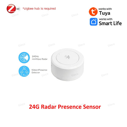 Zigbee 24G Mmwave Radar Presence Sensor Human Detector Motion/Static Detection For Tuya Z2M Smart Home Security Automation Alarm