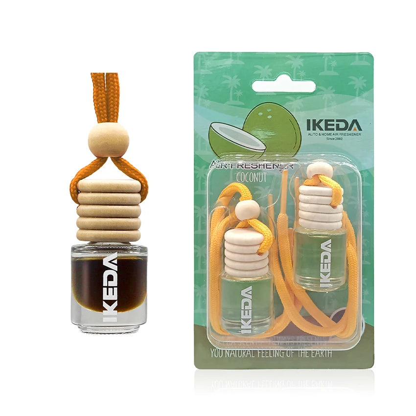 2pcs Orange and Coconut-Flavored Hanging Car Air Freshener with Pendants, Two in One Pack