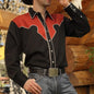 2024 Men's Long Sleeve Western Denim Shirt, Outdoor Casual Party, HD Pattern, Soft and Comfortable Button Lapel T-shir