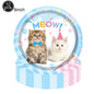 Cat Party Paper Plates Cups Napkins Party Supplies Cat Face Happy Birthday Banner Tablecloth for Cat Themed Birthday Party Decor