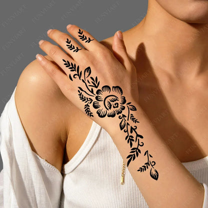 Flower Tattoo Stencil Reusable Henna Template for Hand and Body Henna Tattoo Design for Wedding Festival Party Tattoo Tools