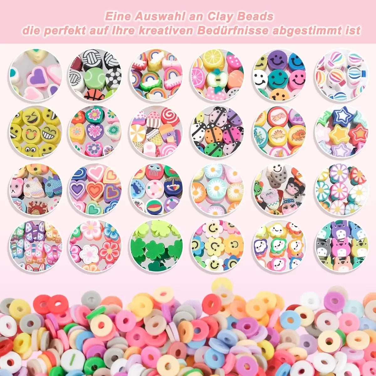 1800 Pcs Kids DIY Bead Set Jewelry Making Kit Colorful Hand‑Craft Beads For Bracelet Necklace Making Educational Creative Toy Perfect Gift For Girls