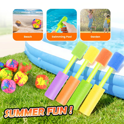 8/16Pcs Small Water Guns And Absorbent Water Balloons Toys Summer Foam WaterGun Outdoor Swimming Pool Beach Party Games Toys