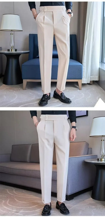 Business Casual Men's Suit Pants Breathable Versatile Korean Style Lightweight Luxury West Pants for Office Work Slim Fit