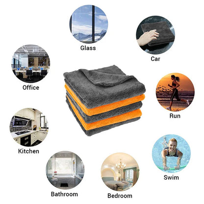 SEAMETAL 600GSM Microfiber Car Cleaning Towel 1/3/6/9pcs 40X40cm Thickened Car Wash Towels Auto Detailing Care Drying Cloth Rags