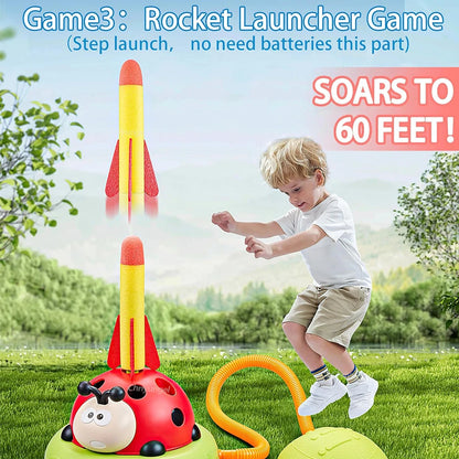 Musical Jump Sports Toys Toss Multifunction Ring Game Toy and Rocket Launcher for Kids Fitness Training Outdoor Game Gifts