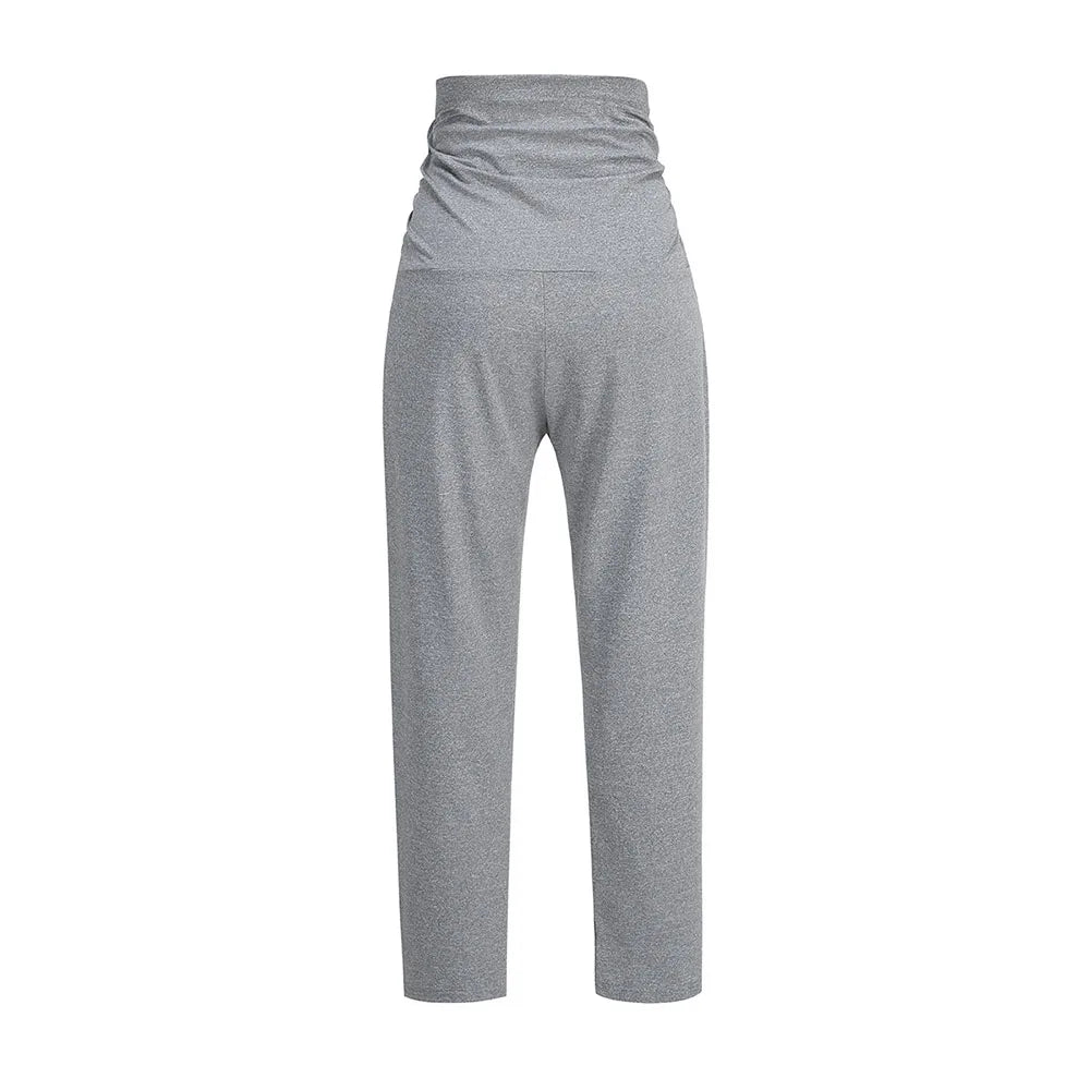 Maternity Pants Over The Belly Yoga Dress Work Pregnancy Pants Stretchy Lounge Wide Leg Trousers with Pockets