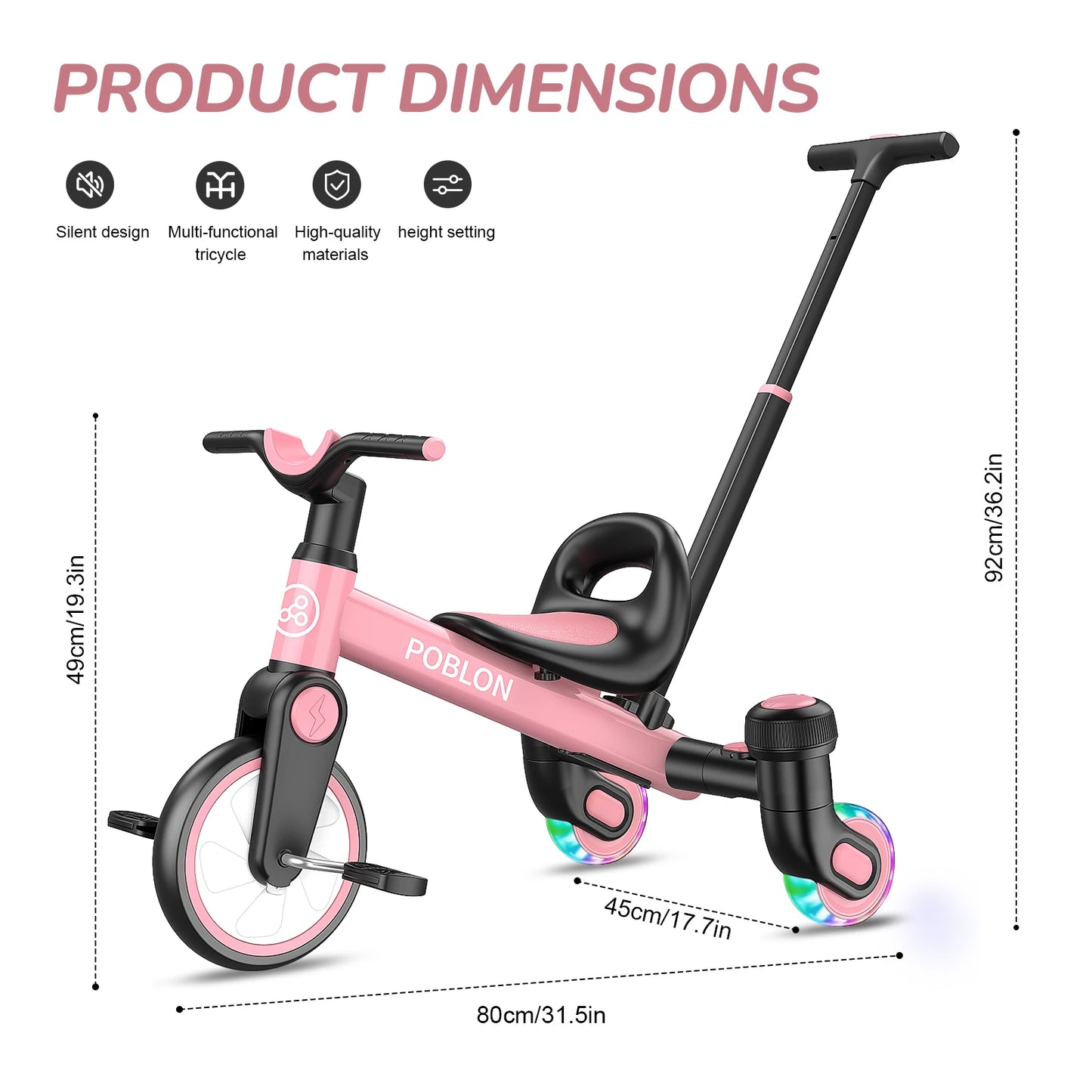 3-IN-1 Drift Trike Toddler Tricycle For 1.5-5 Years Old 360° Spin Light Up Wheels Adjustable Seat 3 Ride Modes Strong Frame Easy Assembly Toddler Bike For Boys And Girls