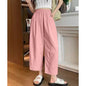 andma Sle Wide Leg Pants Nine Points Harlan Loose Fit Women's Summer Casual Trousers Two Pieces Set High Waist Elastic Wa...