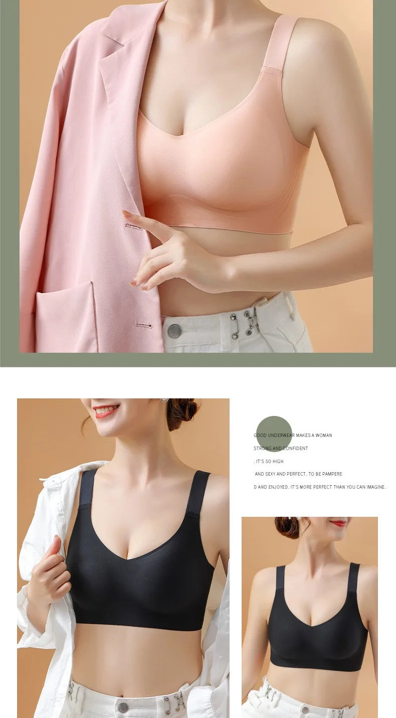 Jelly Support Seamless Bra For Big Breasts, Slim Fit, Push-up Anti-sagging, Wire-free Underwear, Sports Bra, Breathable