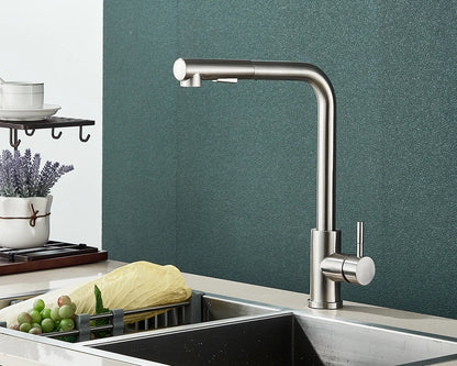 Rozin Flexible Gourmet Kitchen Faucet Black Pull Out 2 Ways Nozzle Faucets 360° Rotation Hot Cold Water Sink Mixer Tap SUS304