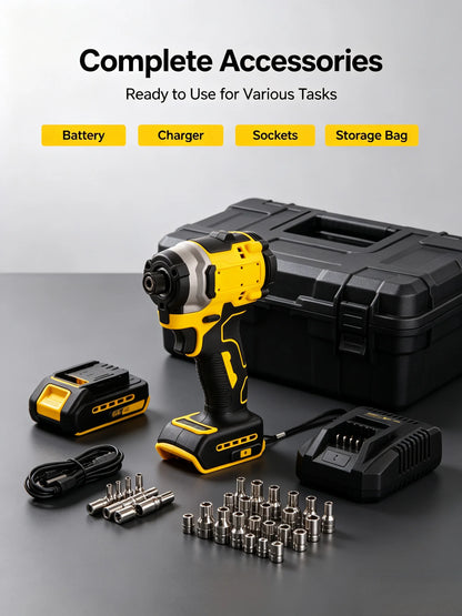 Professional Compact Brushless Impact Driver High Torque Rechargeable Power Screwdriver DIY Carpentry Construction Tool