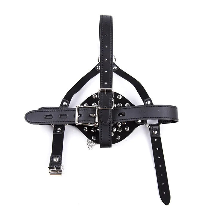 Fetish Toilet Funnel Open Mouth Gag Mask Hood PU Leather BDSM Funnel Oral Enema Drool Plug Gag Head Harness Bondage Adult Game