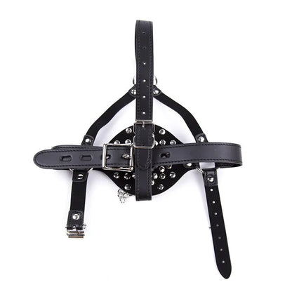 Fetish Toilet Funnel Open Mouth Gag Mask Hood PU Leather BDSM Funnel Oral Enema Drool Plug Gag Head Harness Bondage Adult Game