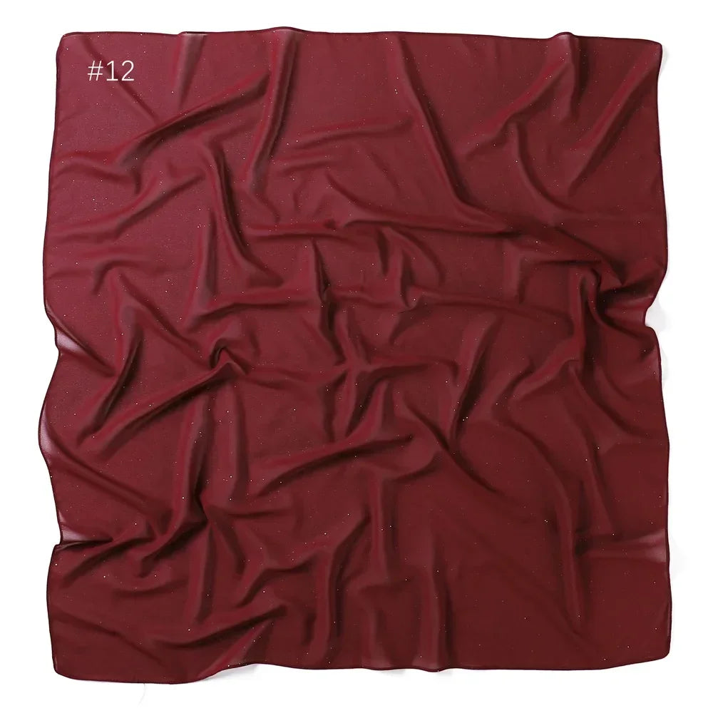 90*90cm Square Chiffon Hijab Scarf Women Solid Color Muslim Soft Head Scarf Islamic Shawls and Wraps Headband Musulman Scarves
