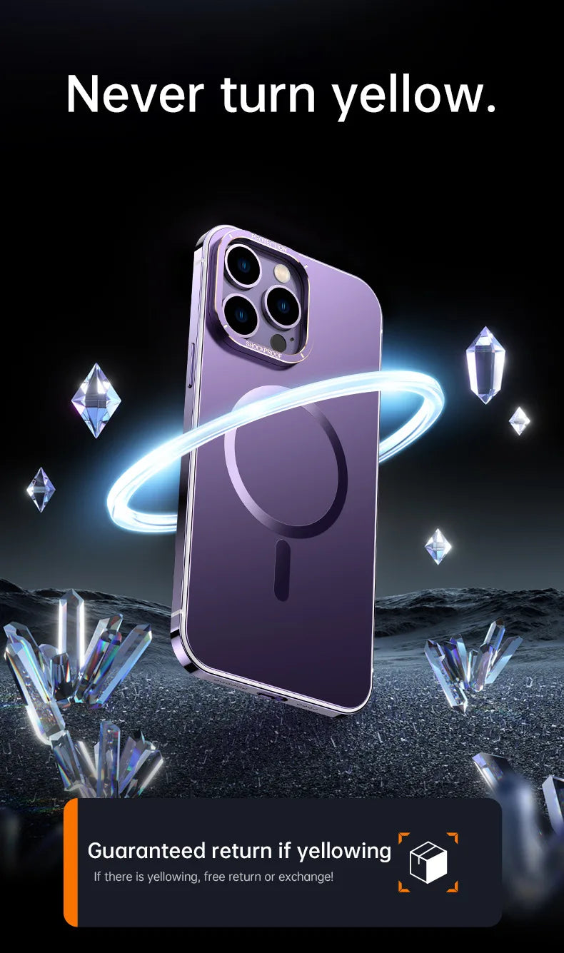 For iphone 16 15 Pro Max Case Raw Titanium Magnetic MagSafe wireless charge Metal frosting Original color protective back cover