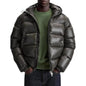 Men'S Down Jacket Casual Solid-Color Hooded Cotton-Padded Jacket Men'S Thickened Winter Warm Coat Loose Pocket Bread Jacket Coat