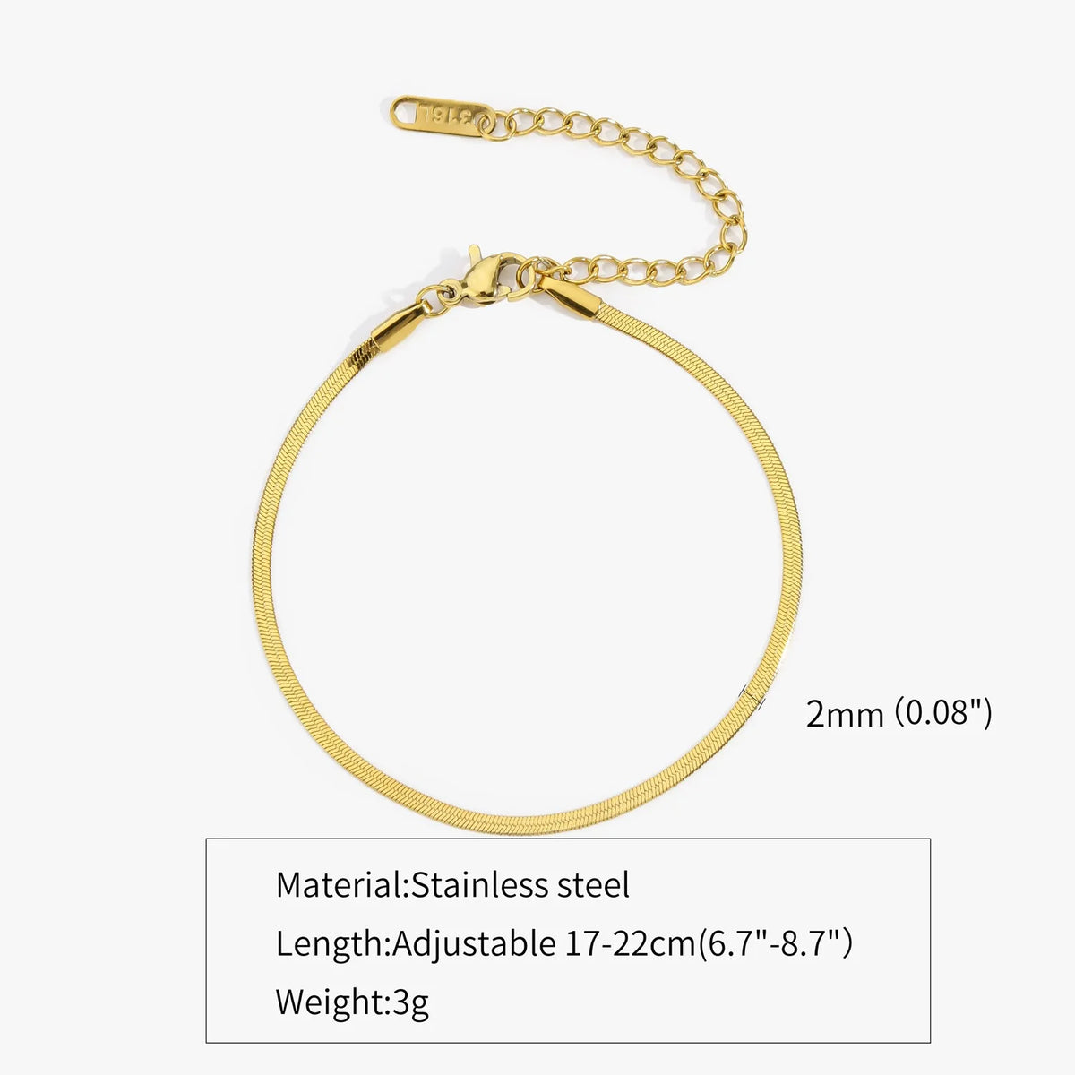 Gold Silver Color Stainless Steel Flat Chain Bracelet For Men Retro Jewelry Trendy Accessories Women Wrap Bangle