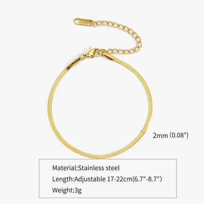 Gold Silver Color Stainless Steel Flat Chain Bracelet For Men Retro Jewelry Trendy Accessories Women Wrap Bangle