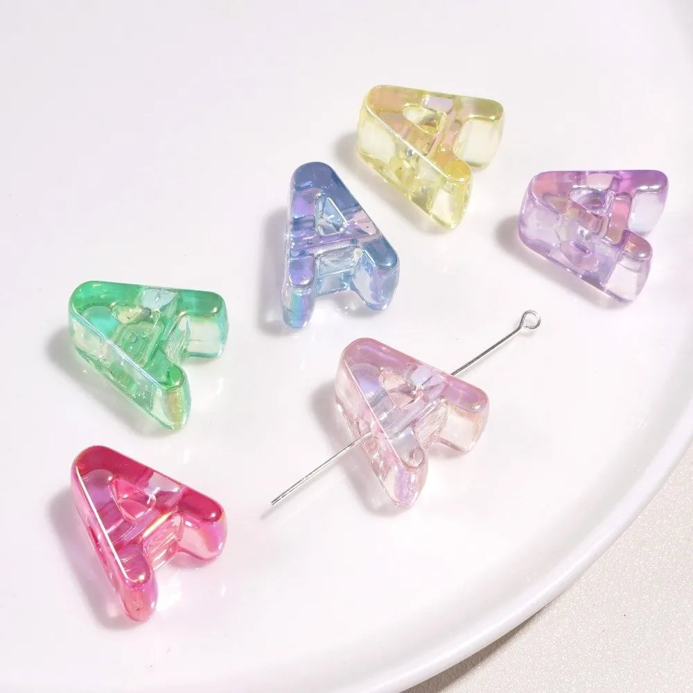 10pcs New Acrylic Iridescent Beads DIY Keychain Mixed Color Letter Beads Bag Charm Phone Chain Jewelry Making Beads Gifts Giving