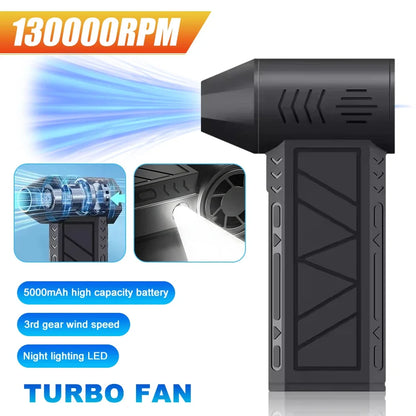 130000 RPM  Fan Electric Air Blower Brushless Motor High-Speed Violent Fan 52m/s Overheat Protection 4000mAh Battery