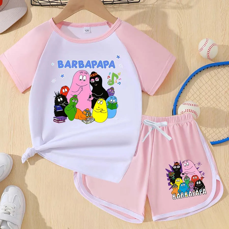 barbapapa Children's Suit for Girls Children's Clothing Girl Child Tracksuit Pajamas Kids Football Kits Korean Popular Clothes