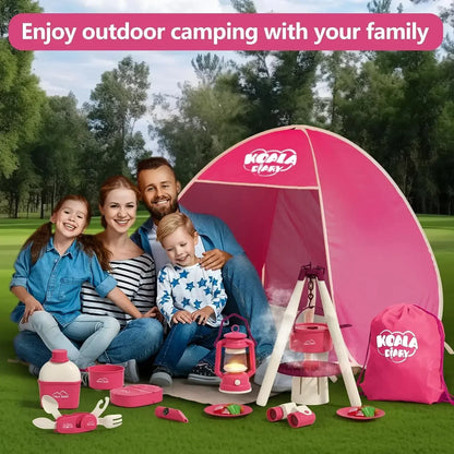 Kids Camping Set Indoor Outdoor Exploration Kit Pretend Play Toys Camping Tools Birthday Gift for Girl Boy OPTIONAL Pop Up Tent