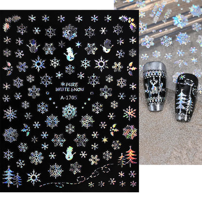 1sheet 3D White Snowflakes Nail Stickers for Christmas Winter Snow Flower Self-adhesive Nail Art Decals DIY Manicure Decorations