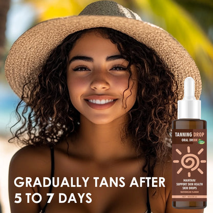 Vegan Sugar-Free Tanning Drink 60ml Natural Oral Drops Watermelon Flavor Sun-Kissed Glow Boost from Within Skin Care