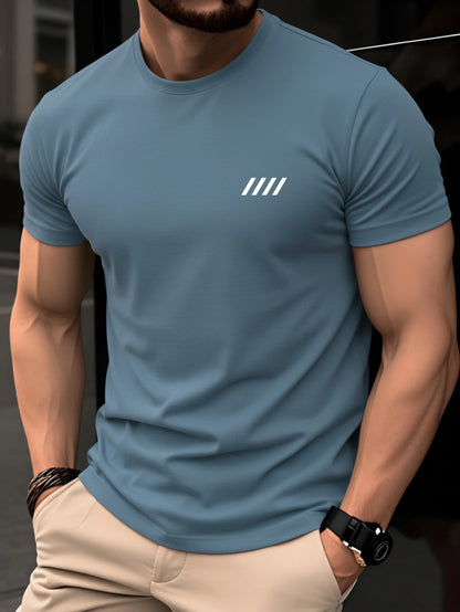 Summer men's 100% pure cotton casual fashionable loose retro compass mountain pattern printed round neck short sleeved T-shirt